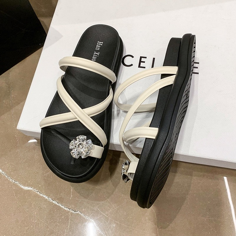 Dép Nữ, Dép Bánh Mỳ Cao 4cm, Dép Nữ QUAI CHÉO Đính đá siêu hot