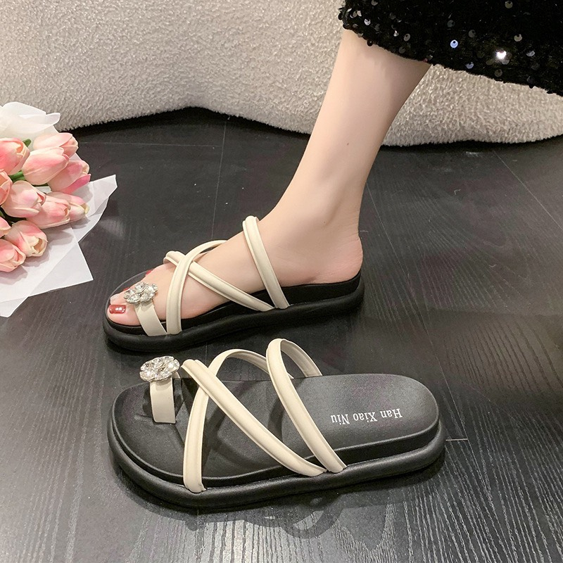 Dép Nữ, Dép Bánh Mỳ Cao 4cm, Dép Nữ QUAI CHÉO Đính đá siêu hot