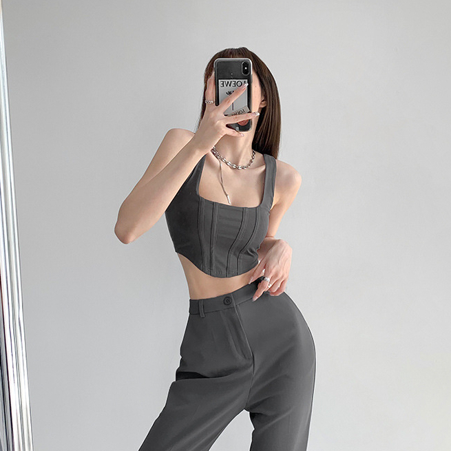 Áo ba lỗ nữ, Áo croptop nữ kiểu ôm body croset YAVY 2 dây cổ vuông, vạt nhọn 100% cotton mềm mại, co giãn 4 chiều AO001 | BigBuy360 - bigbuy360.vn