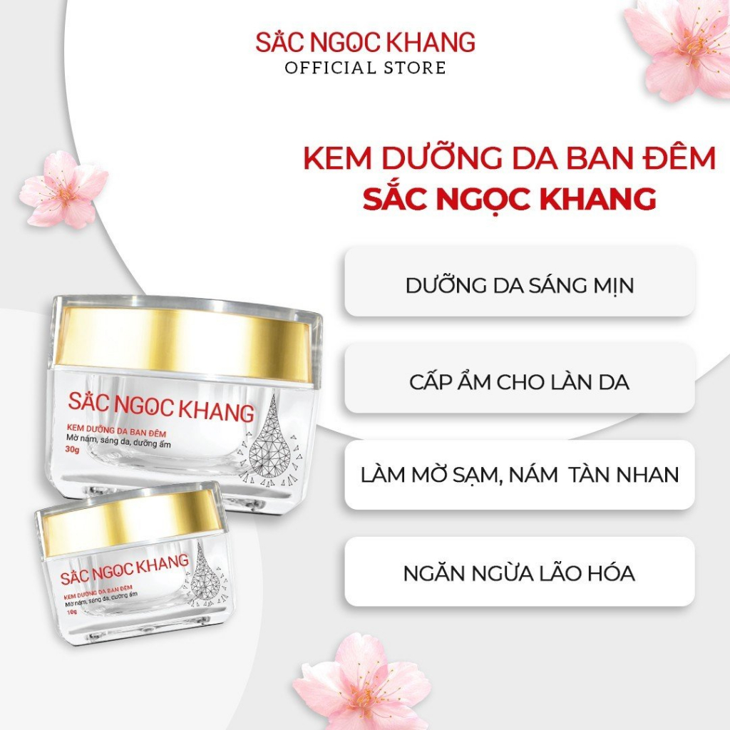 Bộ đôi kết hợp dưỡng da hoàn hảo 2 [Nước hoa hồng Sắc Ngọc Khang 145ml & Kem dưỡng da ban đêm Sắc Ngọc Khang 30g]