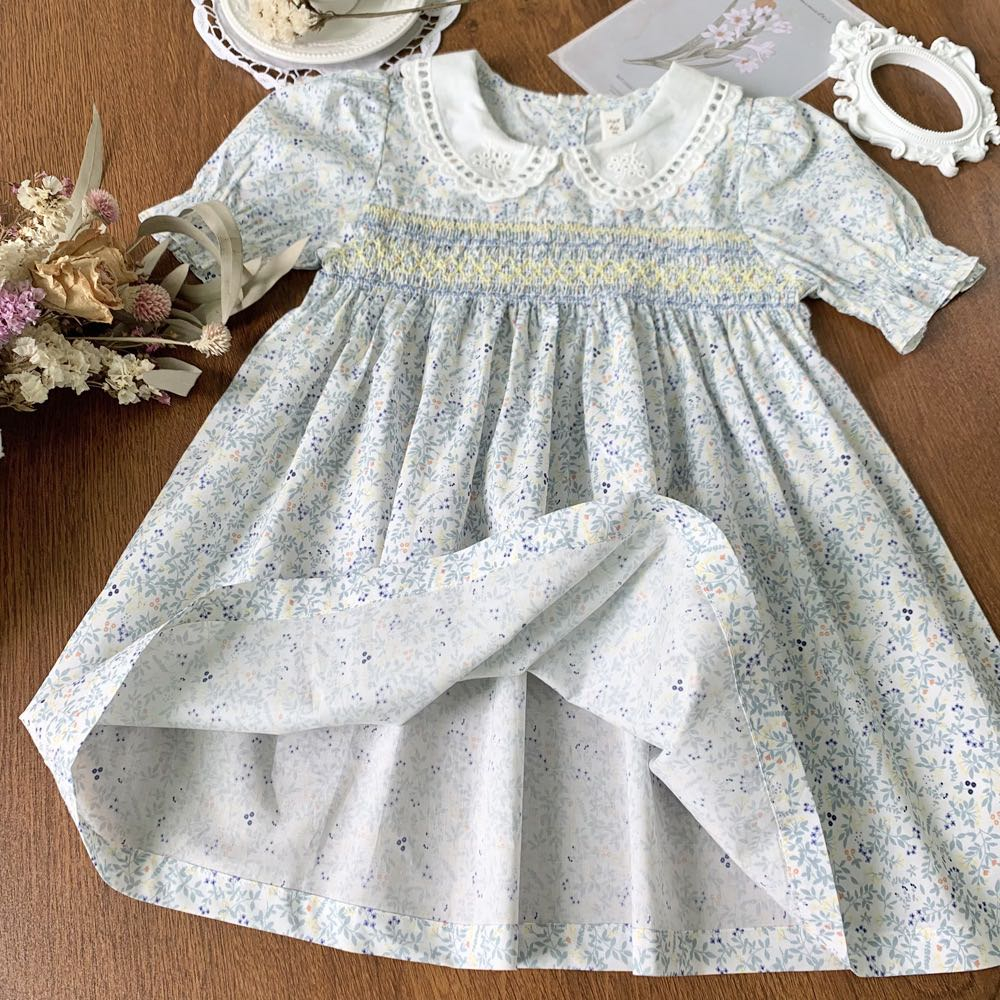 ĐẦM SMOCK BÉ GÁI HOA NHÍ VINTAGE SIÊU XINH VẢI COTTON MỀM