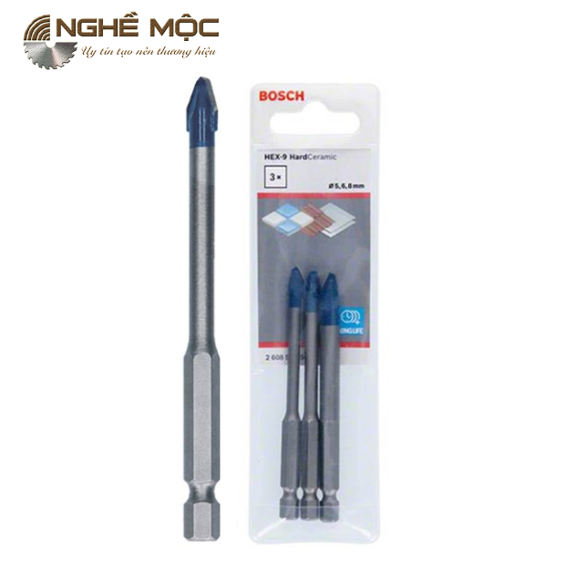 Bộ 3 mũi khoan gạch cứng Hex-9 (5/6/8) BOSCH (không búa) 2608900595