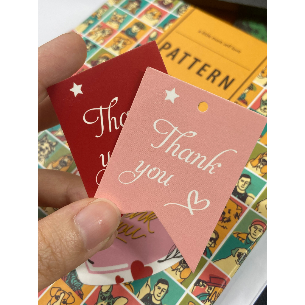 Set 50 Tag Thank You Đính Kèm - Tag Cảm Ơn Khoan Lỗ Sẵn