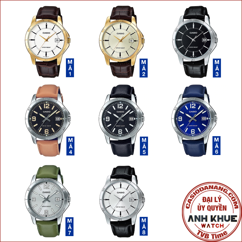 Đồng hồ nam dây da Casio chính hãng Anh Khuê MTP-V004 Series