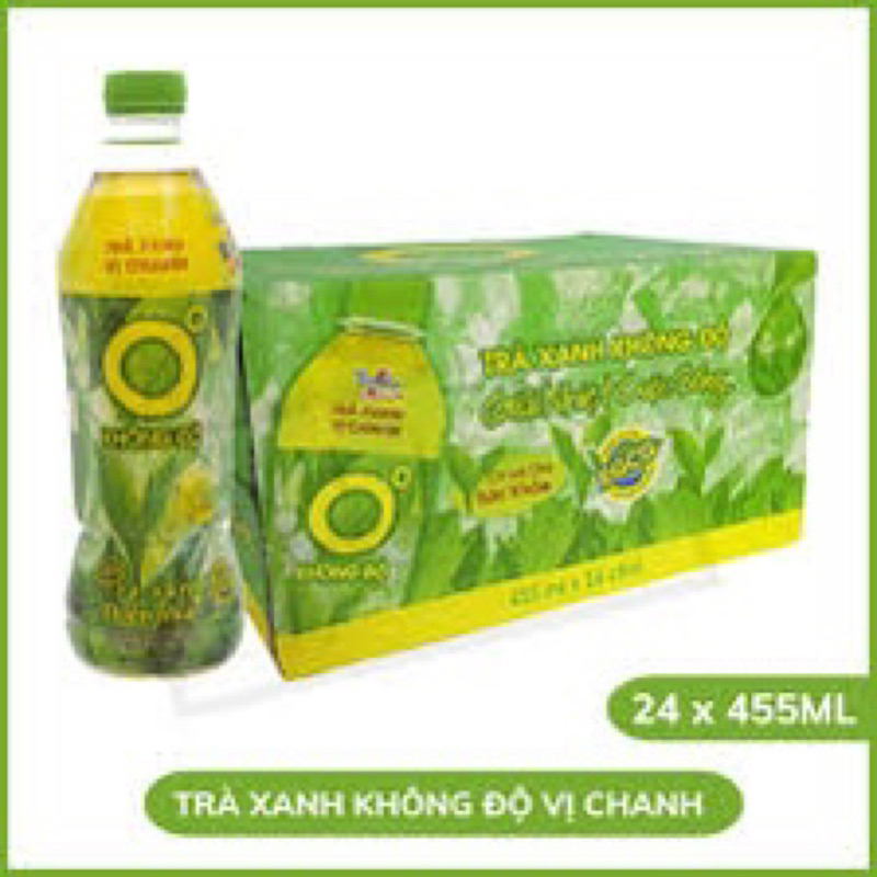 thùng 24 chai trà xanh không độ 455ml