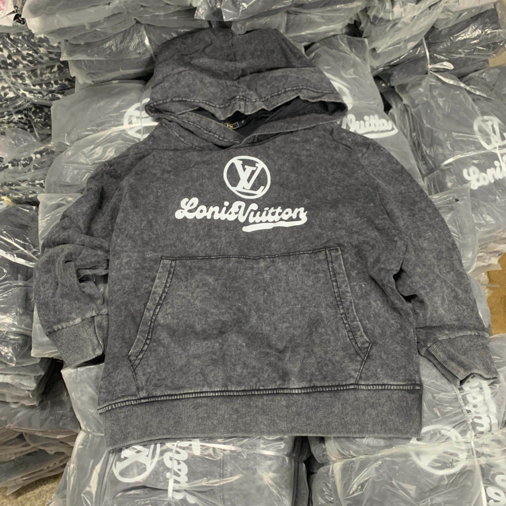 Áo hoodie thun da cá xịn đẹp màu xám đen cho bé trai/gái 25-50kg