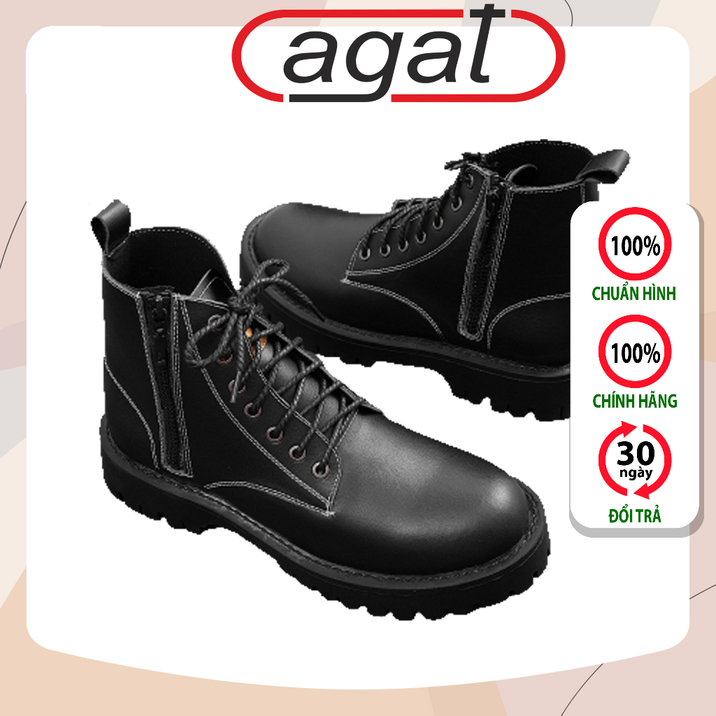 Giày Combat Boots Nam  Zip Boots Cổ Cao Chất Da Bò Đẹp Cao Cấp,Đế Khâu Chắc Chắn, Tăng Chiều Cao 5cm G610-Đ sp20