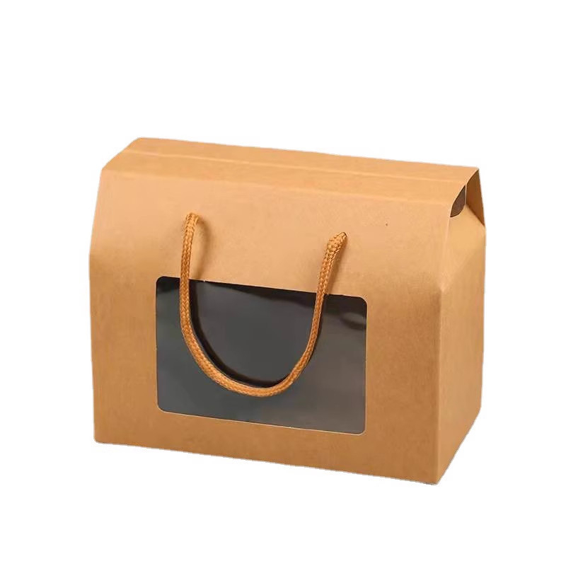 Túi đựng quà tặng giấy kraft 20x15x11cm 1 mặt trong suốt
