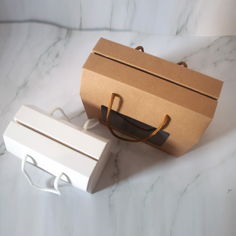 Túi đựng quà tặng giấy kraft 20x15x11cm 1 mặt trong suốt