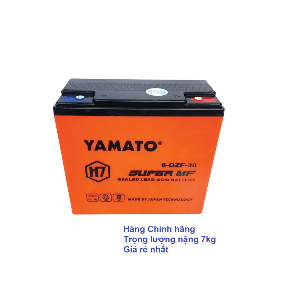 Ắc quy xe máy điện Yamato H7 12V-30Ah 6-DZF-30 hàng cao cấp nựng 7.1 kg/1 bình