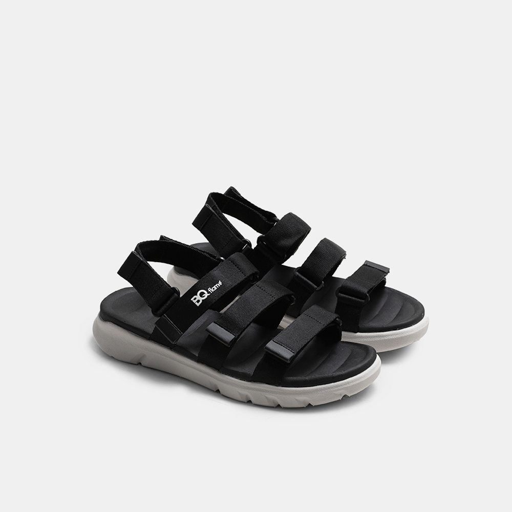 Giày sandal nam quai ngang đi học êm chân màu đen SD BQ040