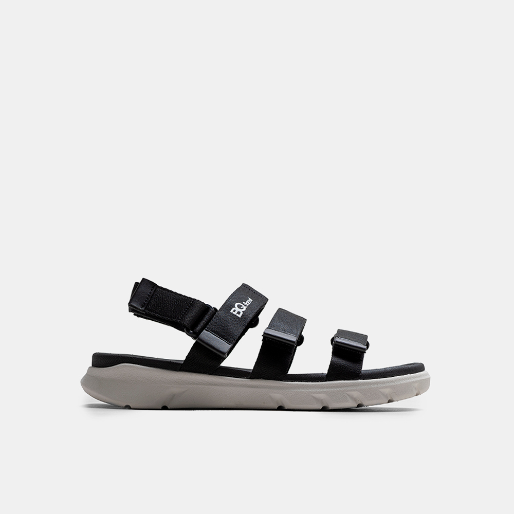 Giày sandal nam quai ngang đi học êm chân màu đen SD BQ040