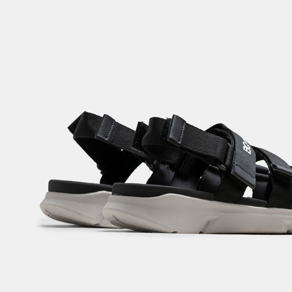 Giày sandal nam quai ngang đi học êm chân màu đen SD BQ040