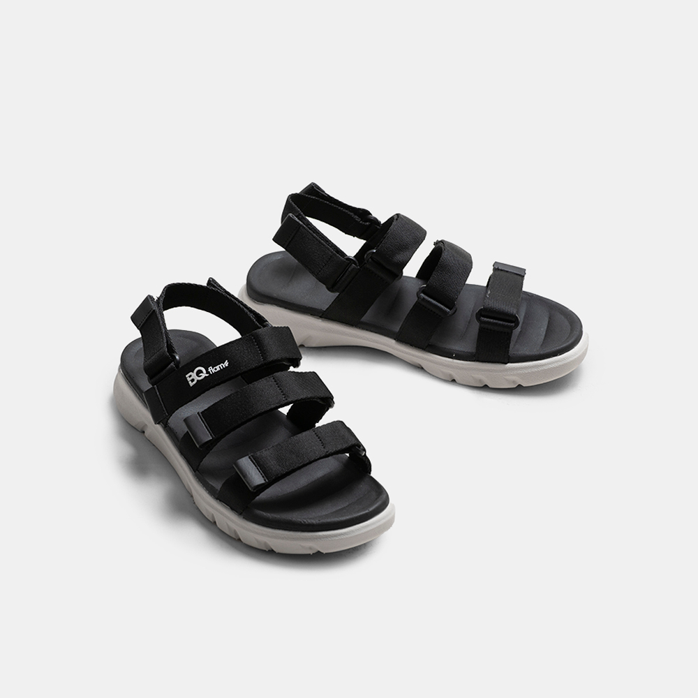 Giày sandal nam quai ngang đi học êm chân màu đen SD BQ040