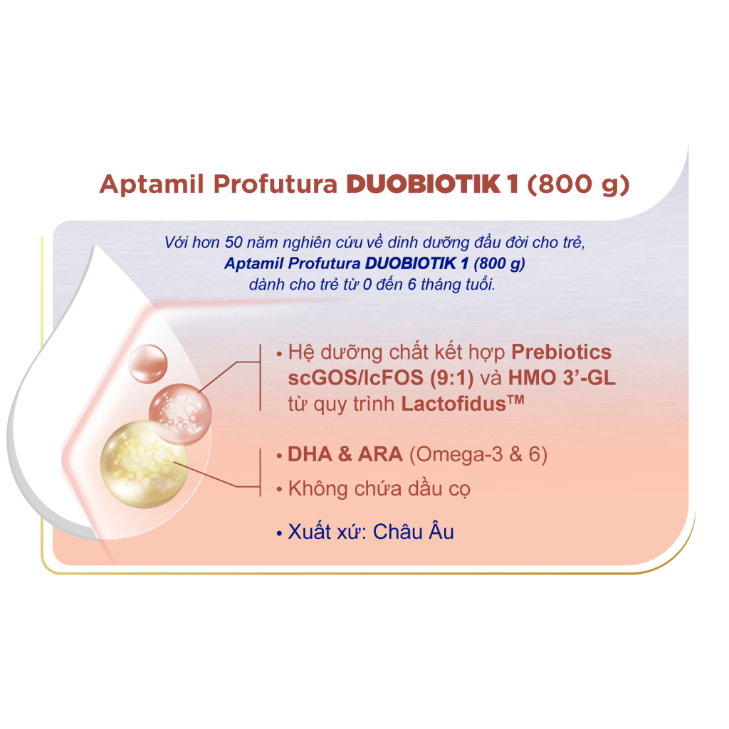 Sữa công thức Aptamil Profutura Duobiotik 1 cho bé 0-6 tháng tuổi (800g)