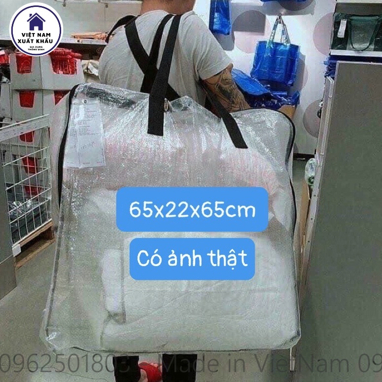 Túi Đựng Đồ I.K.E.A Hàng Nhà Máy Cất Chăn Màn Quần Ao Có Khoá Kéo Tay Xách Chắc Chắn 65x65x22cm