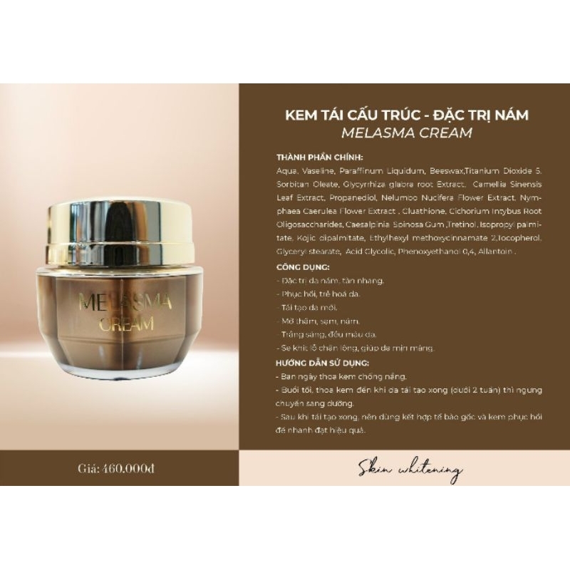 KEM TÁI CẤU TRÚC - TÁI TẠO NÁM TRẮNG DA melasma cream
