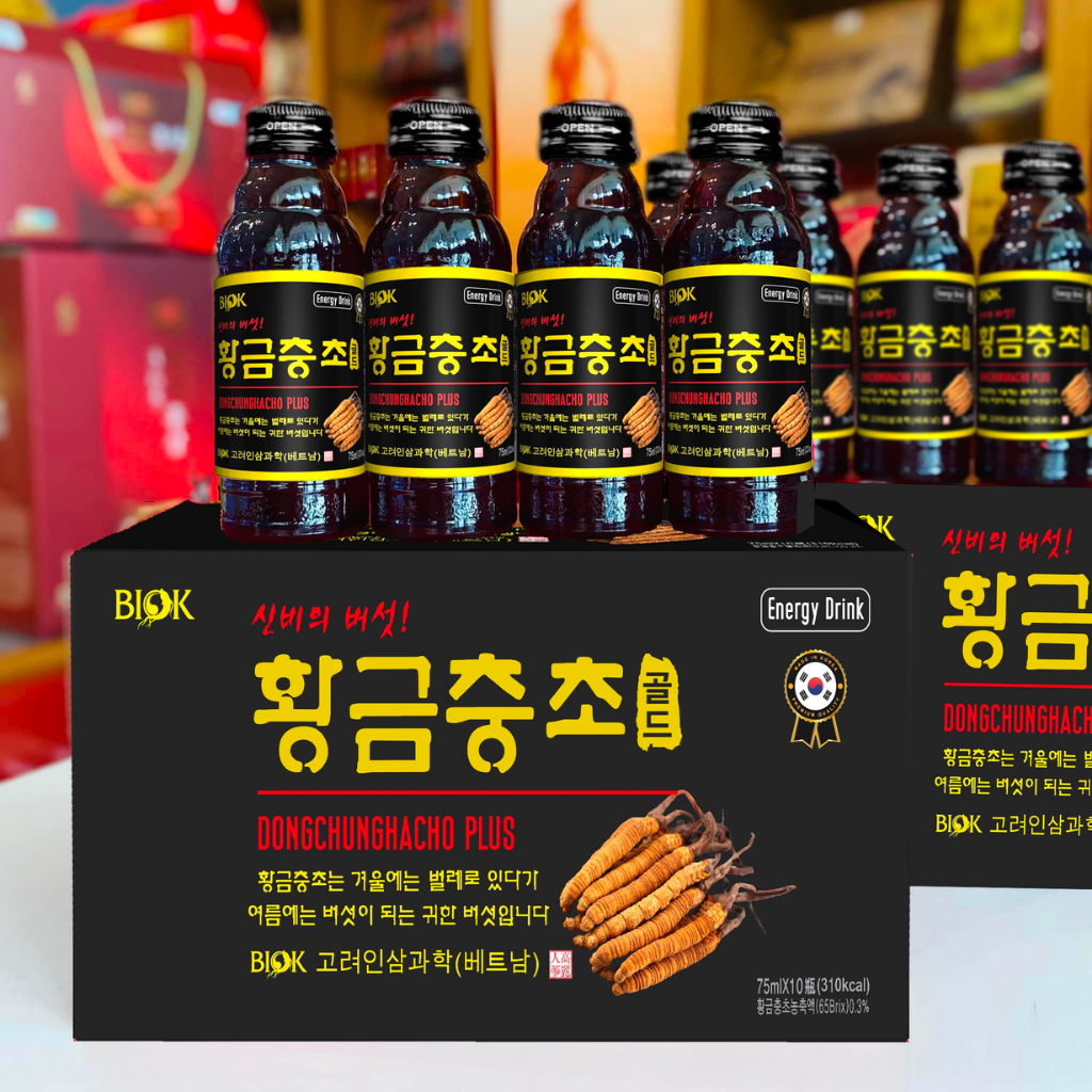 Nước đông trùng hạ thảo Hàn Quốc cao cấp Dongchunghacho Plus - tăng cường đề kháng - 10 lọ x 75ml