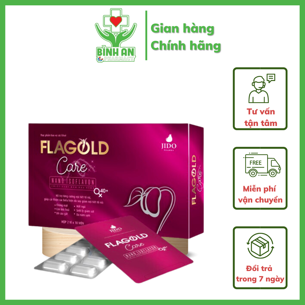 Viên uống đẹp da FLAGOLD CARE hộp 30 viên – Giúp trắng da, mờ thâm sạm, tăng cường nội tiết tố