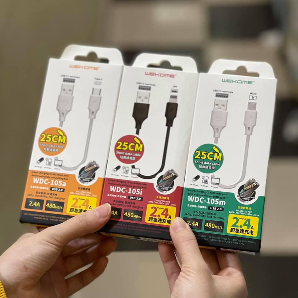 Dây Sạc Ngắn 25CM Chính Hãng, Dây Sạc Dùng Cho Sạc Dự Phòng Sạc Nhanh Công Suất 2.4A