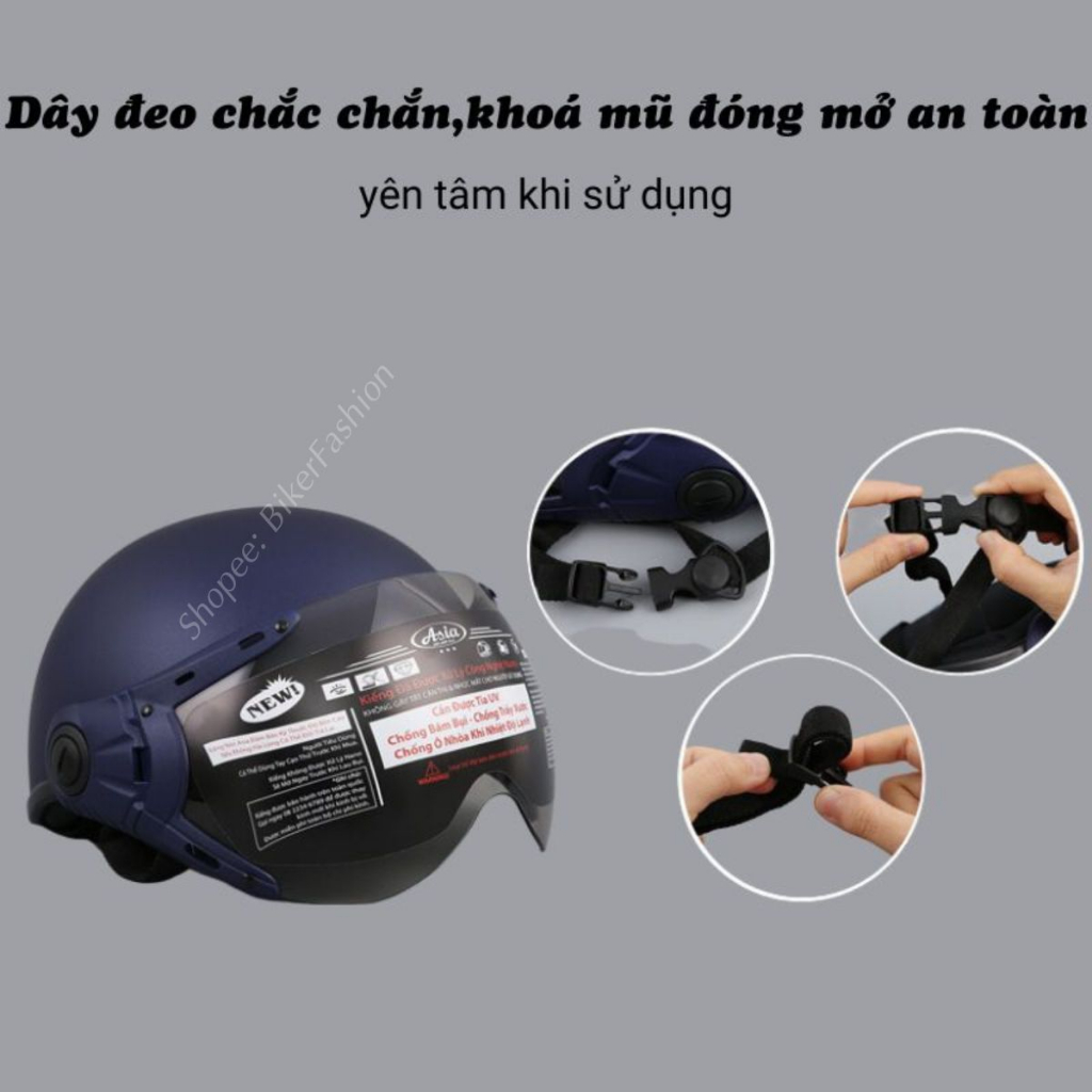 Nón bảo hiểm Asia 1/2 nữa đầu có kính, mũ bảo hiểm ASIA MT105K