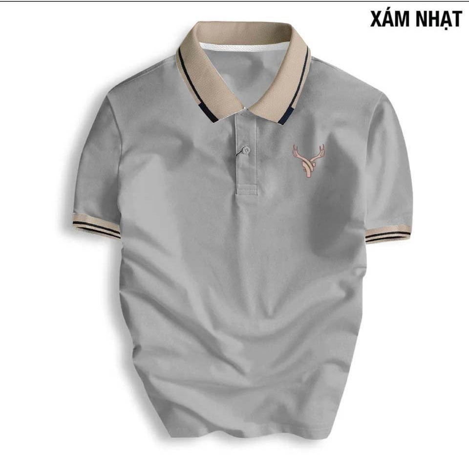 Áo Thun Polo nam thêu Logo Phi Hành Gia - Logo Sừng Huơu vải thun mát lạnh vải co giãn 4 chiều-PLOVIEN211
