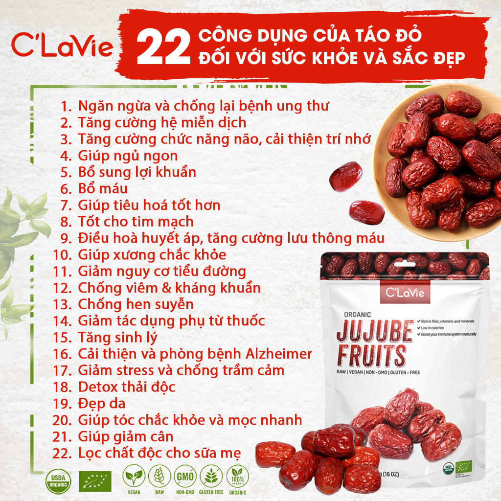 Táo đỏ hữu cơ C'LaVie 450g - Quả to đều loại 1