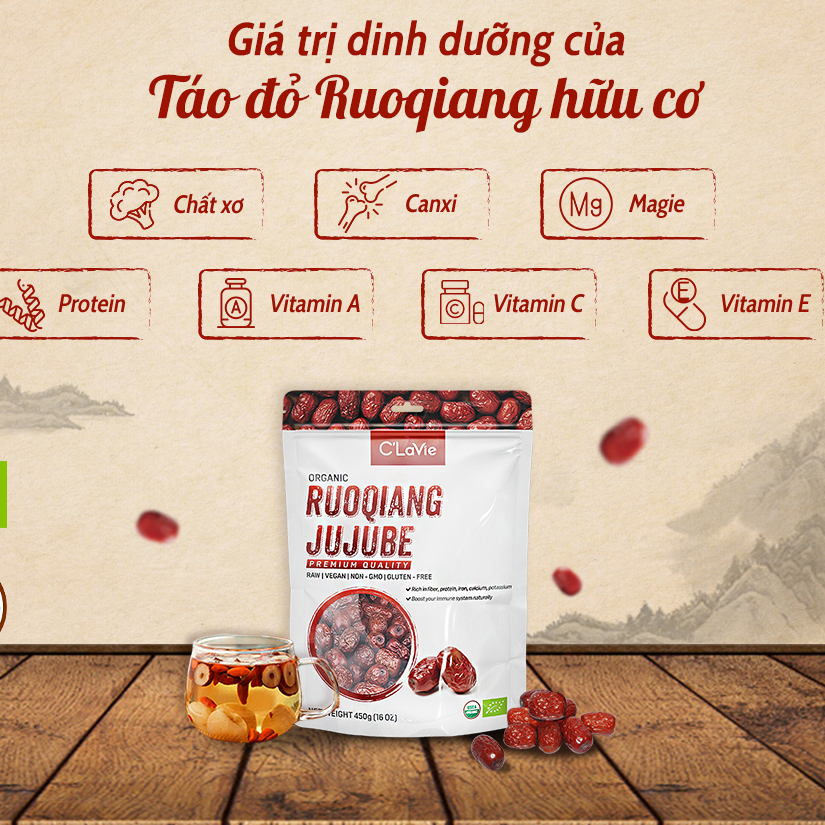 Táo đỏ kỷ tử hữu cơ C'LaVie
