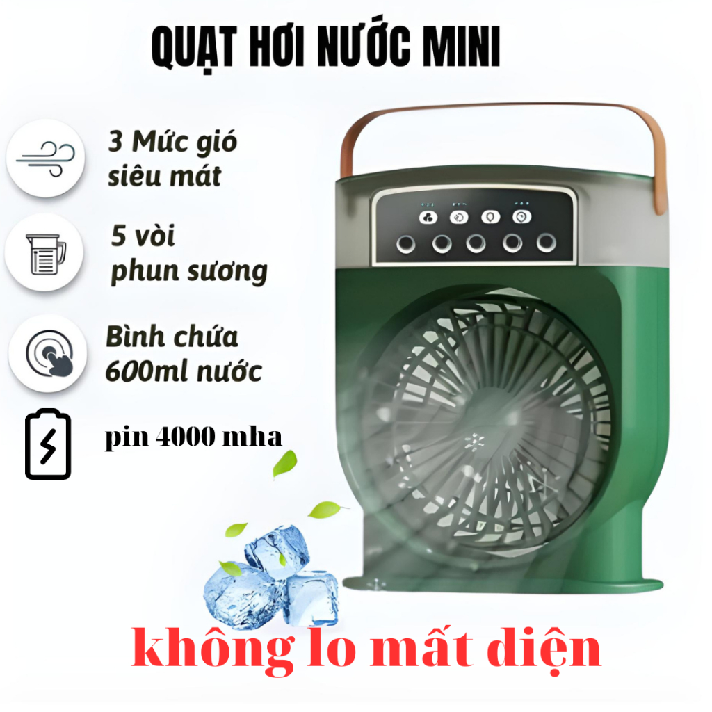 Quạt điều hoà hơi nước mini để bàn, Siêu mát, sạc trực tiếp USB tiện lợi, dung tích bình chứa nước 150ml-bh 12 tháng