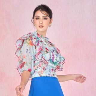 Áo Sơ Mi Kiểu Nữ HeraDG Chất Liệu Lụa Cao Cấp Thiết Kế Thân Xếp Bèo 2 Màu Mới Lạ, Trẻ Trung SAKBA007