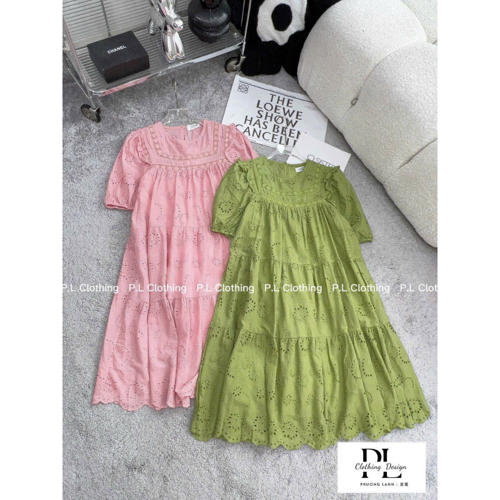 Váy Babydoll Tay Cộc-Dài Hàng 2 Lớp Có Bigsize MIZU - Đầm Cổ Tròn Hoa Thêu Dáng Suông Rộng Rãi - Chất Vải Boi Lót Lanh
