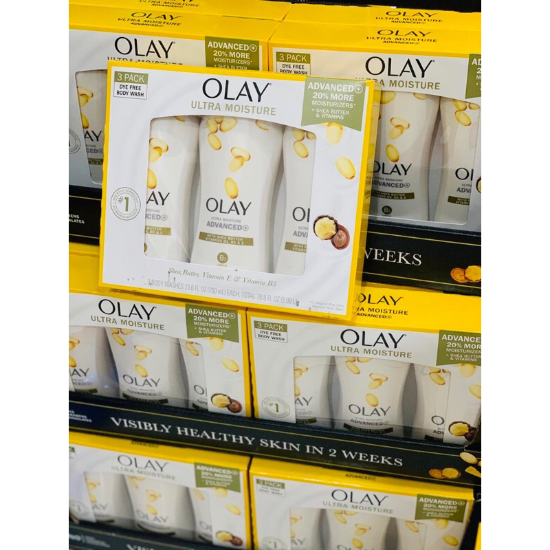 Set 3 Sữa Tắm Giữ Ẩm, Dưỡng Trắng Da Olay Ultra Moisture Mỹ 700ml