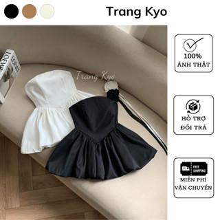 Áo Cúp Ngực Gấu Bí Tặng Kèm Nơ Cổ TRANG KYO Áo Quây Chiết Eo Áo Ống Gấu Bí Hoa Cổ Hàng Thiết Kế Loại 1 ABB2391