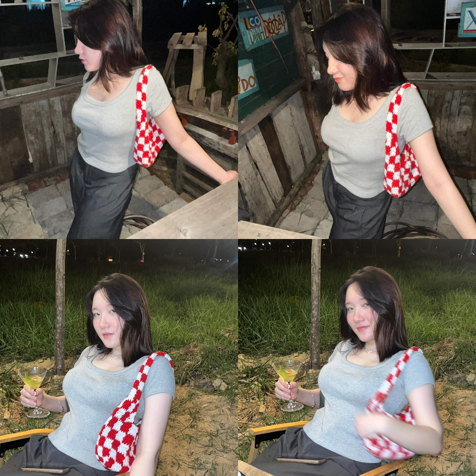 CHECKERED BAG.Túi len caro GND handmade