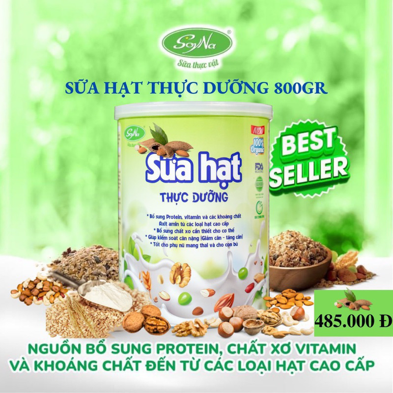 Sữa Hạt Thực Dưỡng SoyNa 800g chính hãng tặng kèm 1 hộp Sữa Mầm Gạo Lứt