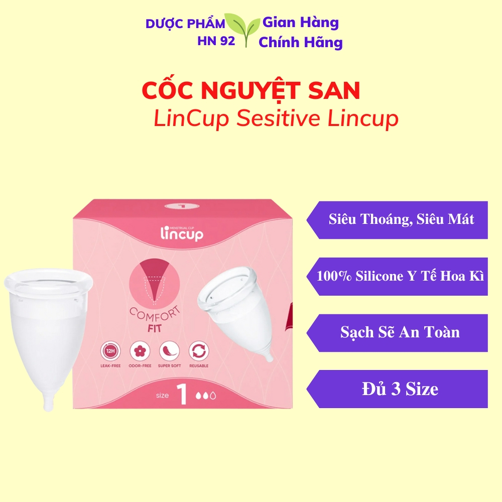 Cốc nguyệt san Lincup chính hãng size 25ml - 34ml - 40ml Nhập khẩu Mỹ, an toàn, tiện lợi Duocphamhn92