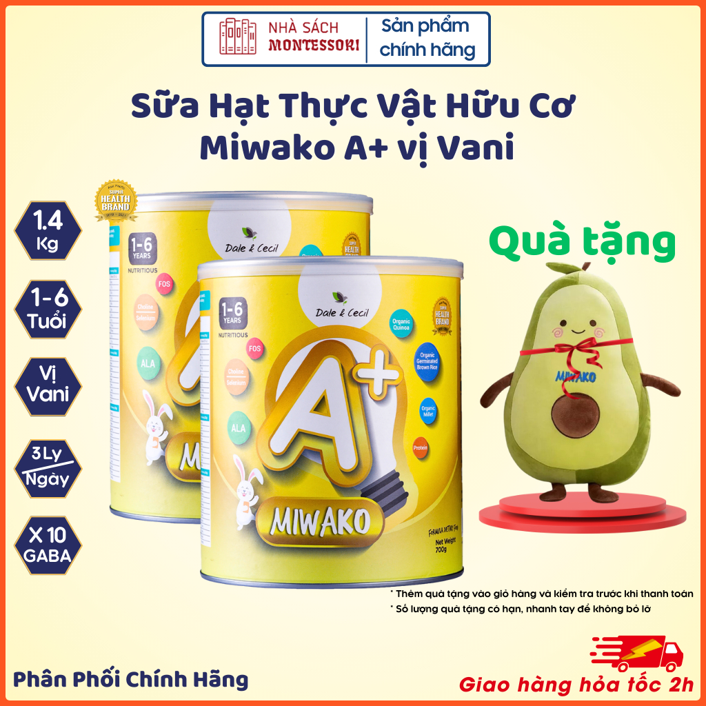 Sữa Công Thức Hạt Thực Vật Hữu Cơ MIWAKO A+ 700gr ( x 2 hộp - 1.4kg) - Nhà sách Montessori
