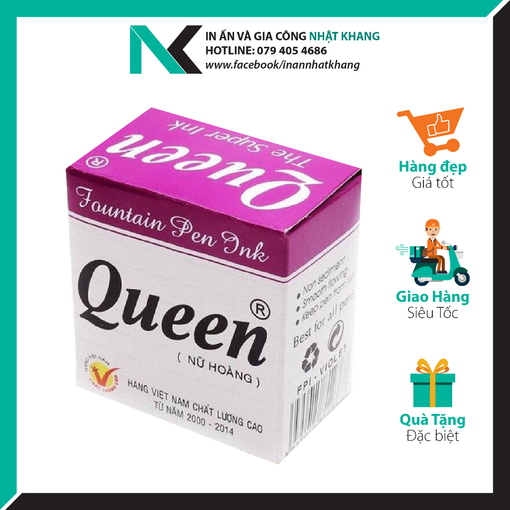 Mực Viết Máy Queen Tím 30ml - Loại Tốt