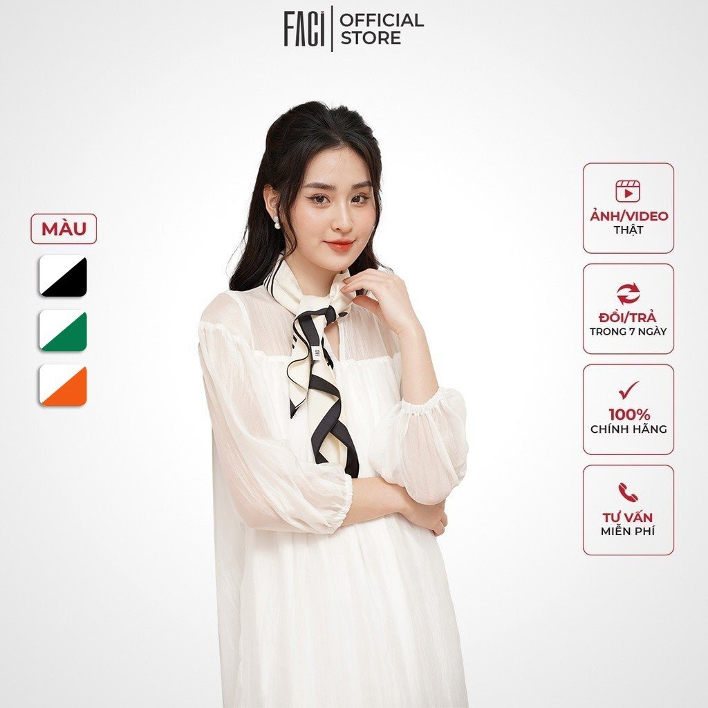 Khăn Turban Bandana FACI Vải Lụa In 3D Khổ Vuông Làm Khăn Choàng, Thắt Nơ Đi Chơi, Đi Làm