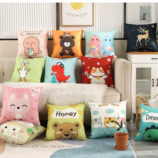 (Họa Tiết Dễ Thương) Gối vuông vải nỉ tựa lưng ghế sofa mẫu retro, họa tiết hoạt hình, vintage