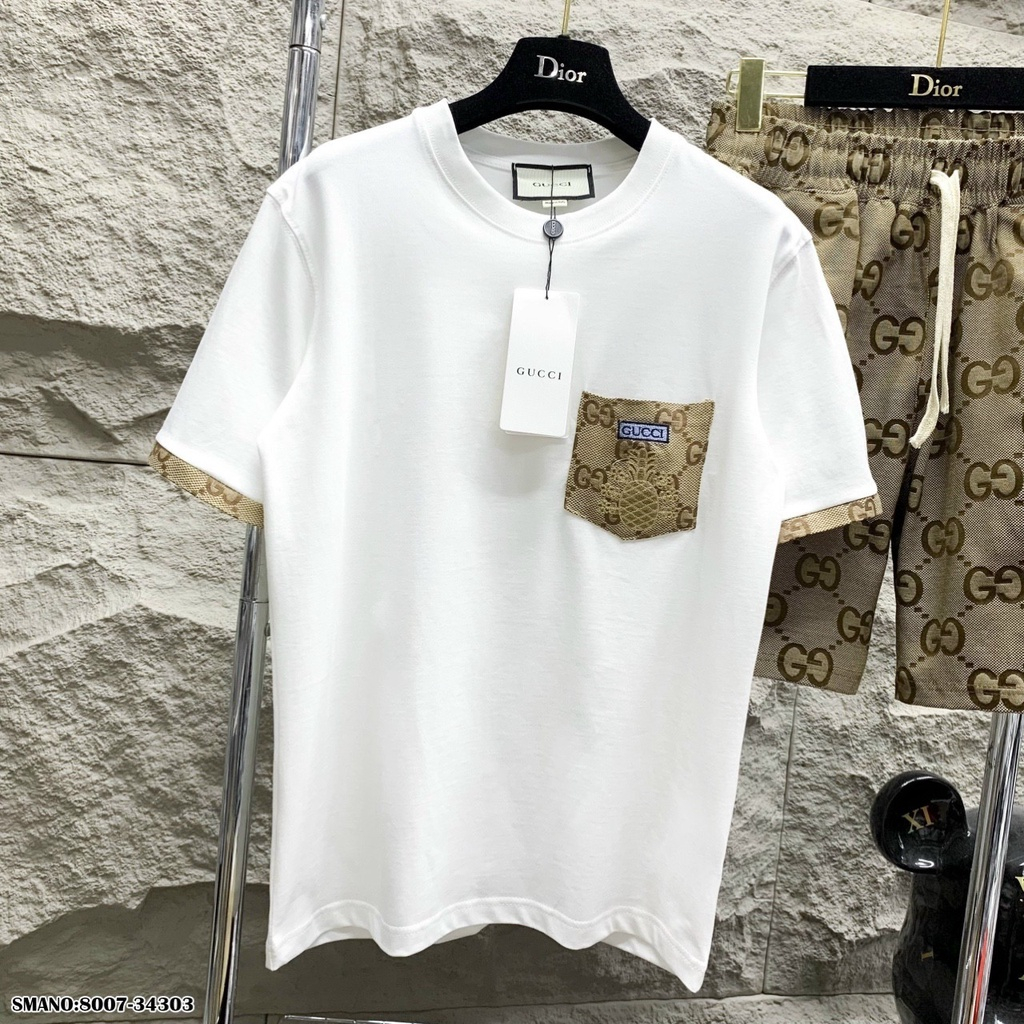 Bộ Áo Thun Tay Ngắn + Quần Đùi Họa Tiết Gc Dứa Phong Cách Phương Tây Thời Trang Mùa Hè Cho Nam Và Nữ