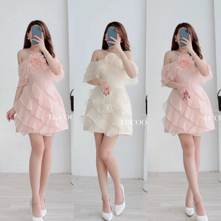 Đầm váy nữ cổ yếm phối nơ xinh xắn với tone 2 màu sang chảnh dành cho các nàng diện đi tiệc, đi chơi, thời trang nữ MOON