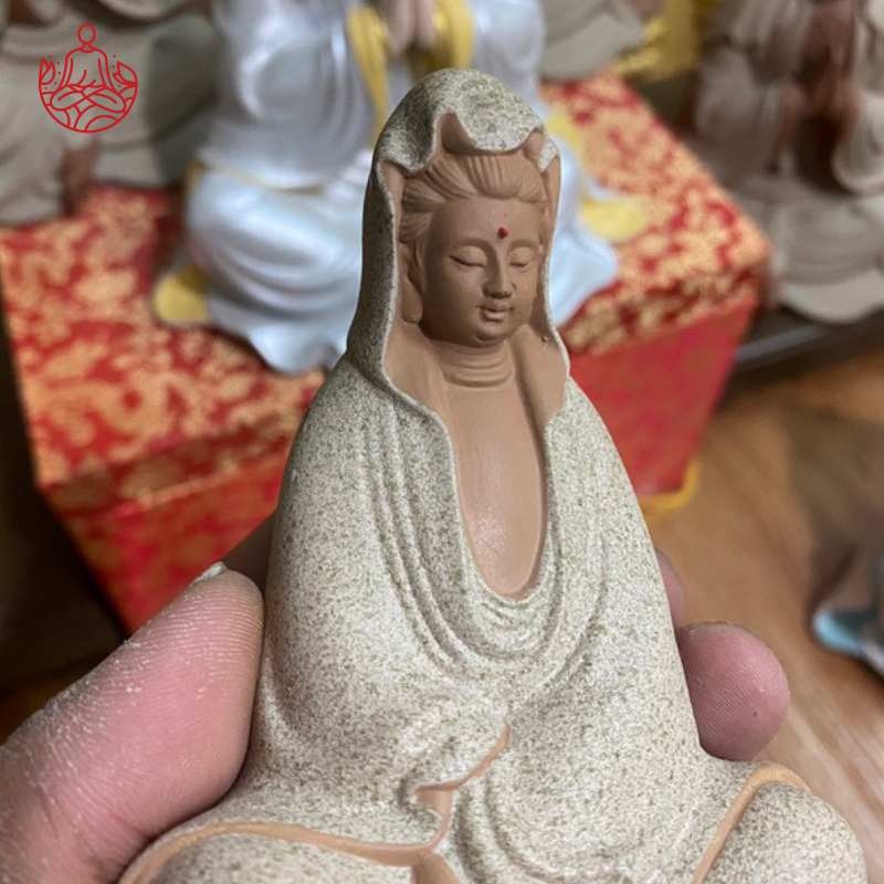 Tượng Quan Âm Tự Tại 13cm tượng trang trí tiểu, bàn trà