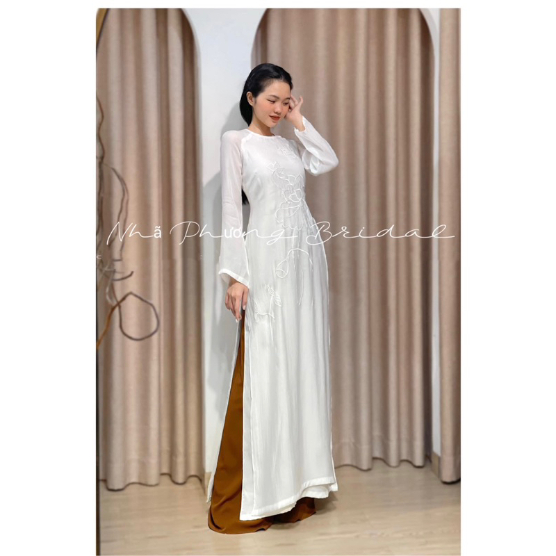 Set Áo Dài Đũi Dáng Xưa Thêu Sen 4 Tà Cao Cấp_DUIXUONGSEN