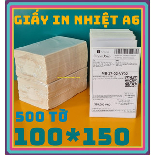 Giấy in nhiệt tự dính dạng xấp kích thước 100x150 mm - CÓ SẴN LỚP DÁN