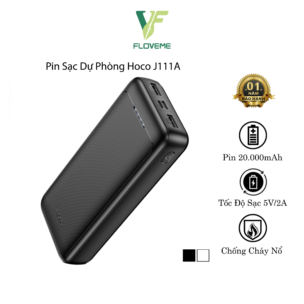 Pin Sạc Dự Phòng HOCO J111/J111A, Dung Lượng 10.000/20.000mAh, Đèn Led Báo Pin, Đầu Ra 5V/2A, Thích Hợp Cho Mọi Dòng Máy