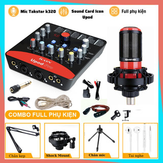 Mic livestream | micro thu âm sound card icon upod pro & mic takstar pc k320 hát livestream điện thoại