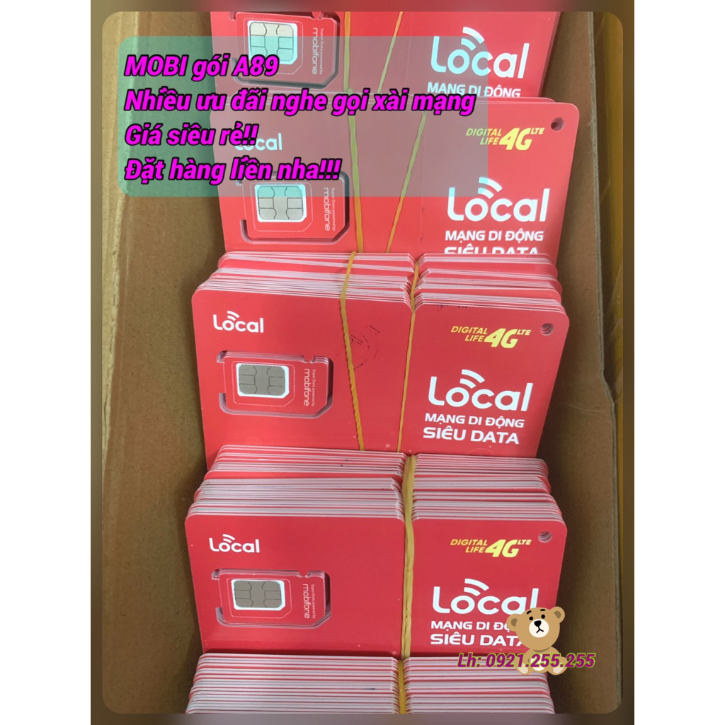 Sim 4G MOBI gói A89, miễn phí nghe gọi, xài mạng 4GB/ngày!!