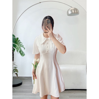 Đầm công sở dạo phố cổ sen nút bọc
