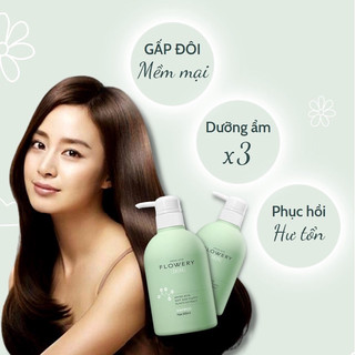 Combo Dầu gội - dầu xả cao cấp hương nước hoa muối biển Flowery 500ml phục hồi hư tổn tóc, ngừa tóc gãy dụng